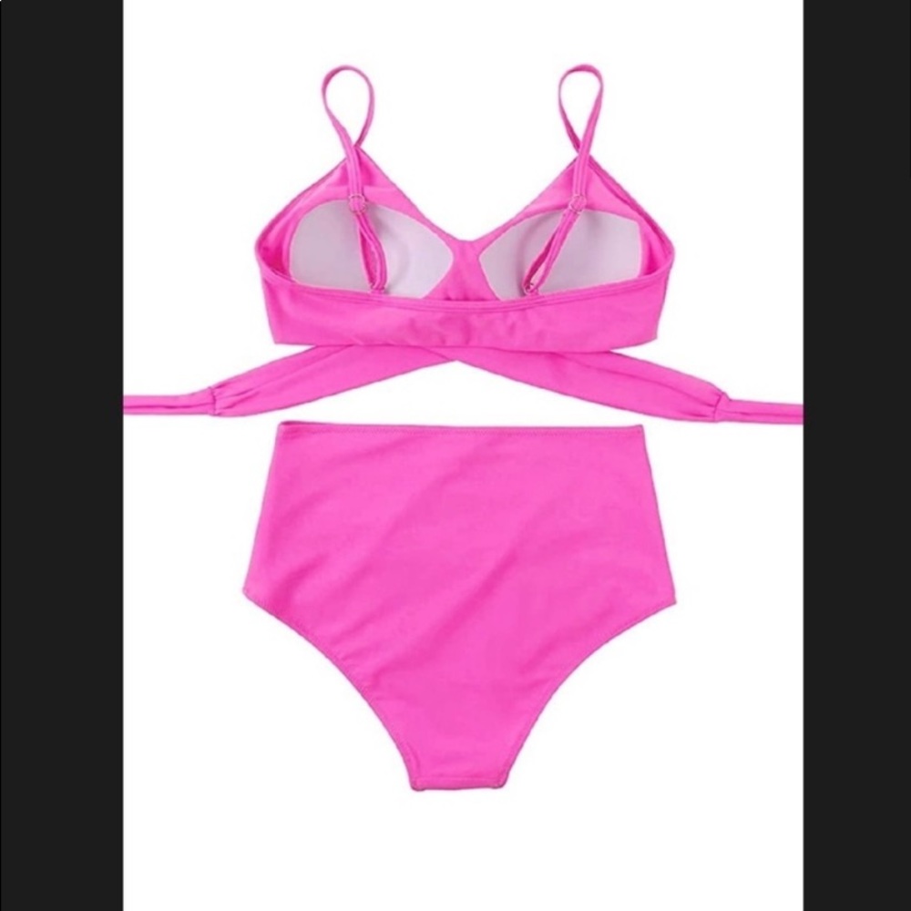 💖 Pink Crisscross High-waisted Bikini - Picture 3 of 4